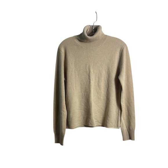 evelyn grace Sweaters - Evelyn Grace Cream‎ Tan Cashmere Turtleneck  Minimalist Quiet Luxury Sweater L